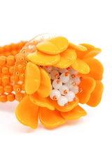 Orange Beaded Floral Cuff Accessory arcadeshops.com