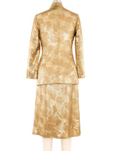 Oscar de la Renta Gold Metallic Skirt Suit Suit arcadeshops.com