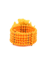 Orange Beaded Floral Cuff Accessory arcadeshops.com