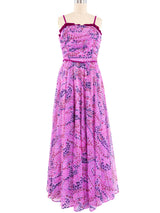 1970's Purple Polka Dot Gown Dress arcadeshops.com