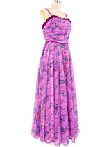 1970's Purple Polka Dot Gown Dress arcadeshops.com