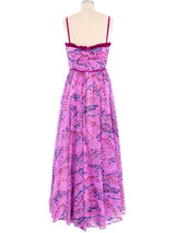 1970's Purple Polka Dot Gown Dress arcadeshops.com