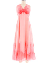 1960's Coral Gown With Neck Scarf Dress arcadeshops.com