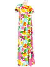 1960's Neon Floral Maxi Dress Dress arcadeshops.com