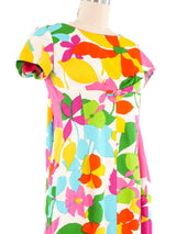 1960's Neon Floral Maxi Dress Dress arcadeshops.com