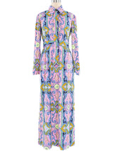 1970's Pastel Printed Jersey Dress Dress arcadeshops.com
