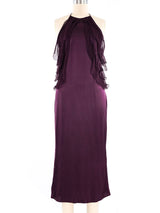 Emanuel Ungaro Plum Silk and Chiffon Halter Gown Dress arcadeshops.com