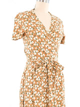 1970s Diane Von Furstenberg Tan Floral Wrap Dress Dress arcadeshops.com