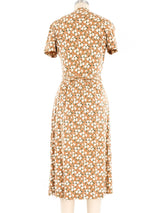 1970s Diane Von Furstenberg Tan Floral Wrap Dress Dress arcadeshops.com