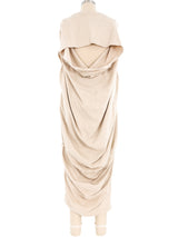 Issey Miyake Beige Cotton Drawstring Dress Dress arcadeshops.com