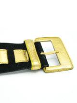 Valentino Black And Gold Suede Waist Belt Accessory arcadeshops.com