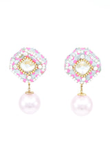 Pink Pearl Drop Earrings Jewelry arcadeshops.com