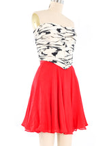 Bruce Oldfield Black and White Bustier With Red Skirt Ensemble Suit arcadeshops.com
