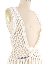 White Crochet Fringed Vest Jacket arcadeshops.com