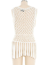 White Crochet Fringed Vest Jacket arcadeshops.com