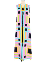 1960s Geometric Printed Maxi Vest Jacket arcadeshops.com