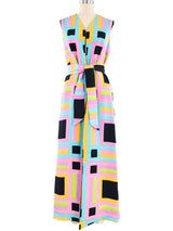 1960s Geometric Printed Maxi Vest Jacket arcadeshops.com