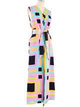 1960s Geometric Printed Maxi Vest Jacket arcadeshops.com
