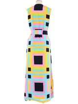 1960s Geometric Printed Maxi Vest Jacket arcadeshops.com