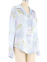 Escada Blue Rose Silk Blouse Top arcadeshops.com