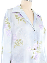 Escada Blue Rose Silk Blouse Top arcadeshops.com
