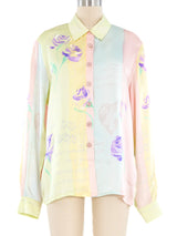 Escada Pastel Floral Silk Blouse Top arcadeshops.com
