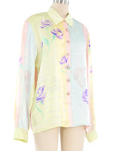 Escada Pastel Floral Silk Blouse Top arcadeshops.com