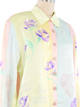 Escada Pastel Floral Silk Blouse Top arcadeshops.com