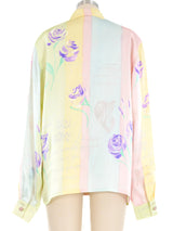Escada Pastel Floral Silk Blouse Top arcadeshops.com