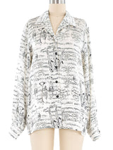 Escada Sheet Music Printed Silk Blouse Top arcadeshops.com