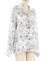 Escada Sheet Music Printed Silk Blouse Top arcadeshops.com