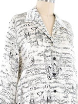Escada Sheet Music Printed Silk Blouse Top arcadeshops.com