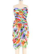 Victor Costa Ruched Floral Bustier Dress Dress arcadeshops.com