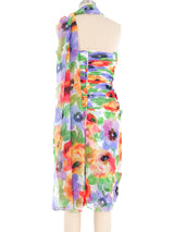 Victor Costa Ruched Floral Bustier Dress Dress arcadeshops.com