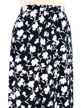Yves Saint Laurent Black and White Floral Skirt Bottom arcadeshops.com