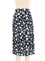 Yves Saint Laurent Black and White Floral Skirt Bottom arcadeshops.com