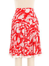 Genny Red Pleated Silk Skirt Bottom arcadeshops.com