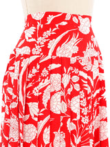 Genny Red Pleated Silk Skirt Bottom arcadeshops.com