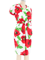Poppy Print Wrap Style Dress Dress arcadeshops.com