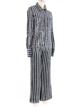 Oscar de la Renta Striped Sequin Ensemble Suit arcadeshops.com