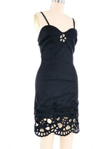 Rochas Linen Eyelet Cutout Dress Dress arcadeshops.com