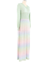 1970s Pastel Striped Lurex Knit Maxi Dress Dress arcadeshops.com
