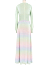 1970s Pastel Striped Lurex Knit Maxi Dress Dress arcadeshops.com