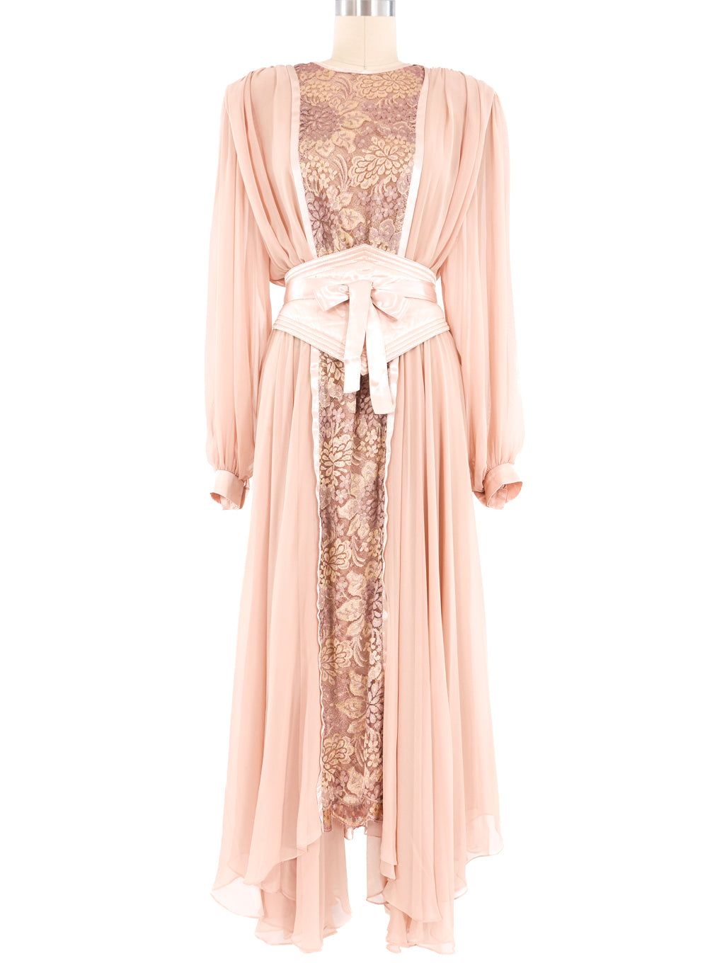 Wayne Clark Lace Panel Chiffon Dress
