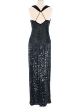 Armani Black Sequin Gown Dress arcadeshops.com