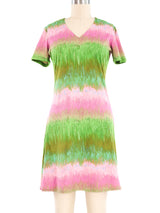 Lanvin Pink And Green Brushstroke Print Dress Dress arcadeshops.com