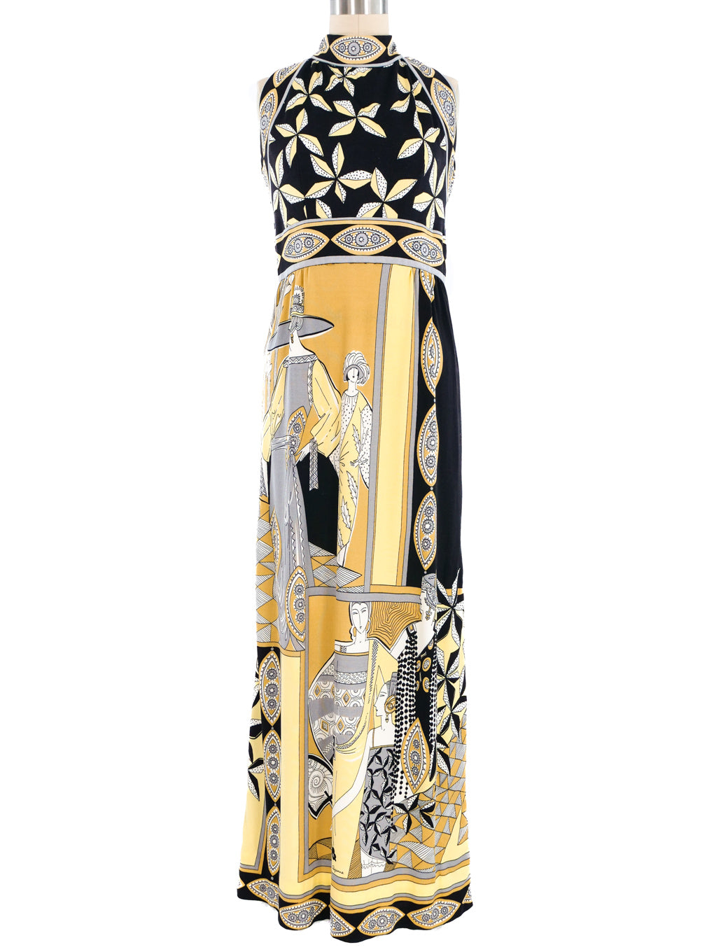 1970s Paganne Art Deco Printed Dress 1970s Paganne Art Deco Printed Dress