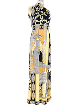 1970s Paganne Art Deco Printed Dress Dress arcadeshops.com