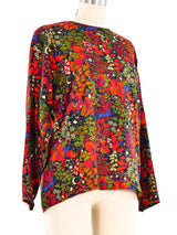 Yves Saint Laurent Fairytale Print Silk Top Top arcadeshops.com