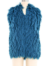 Teal Yarn Shag Vest Jacket arcadeshops.com